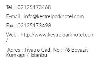 Kestrel Park Hotel iletiim bilgileri